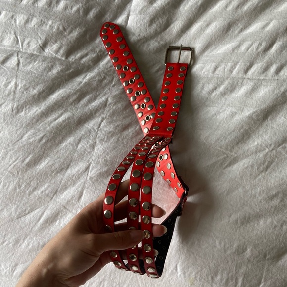 Vintage Accessories - Red Studded Double-Strap Women's Belt